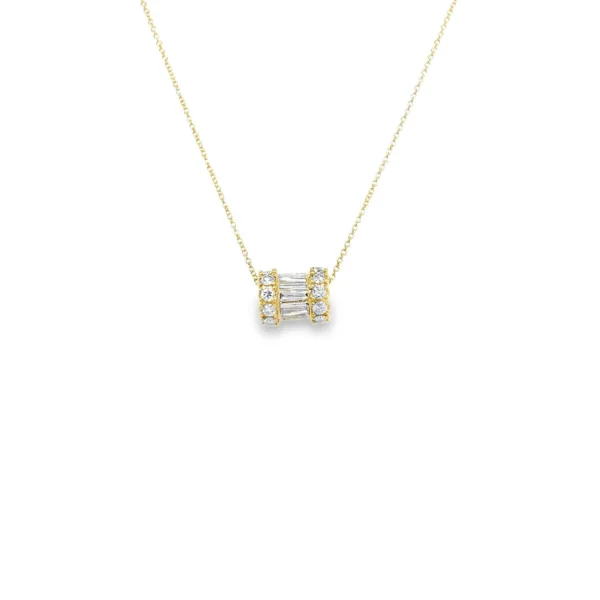 Baguette Diamond Barrel Pendant Necklace