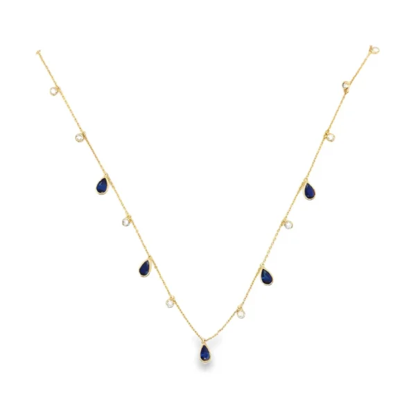 Pear Sapphire Station Necklace