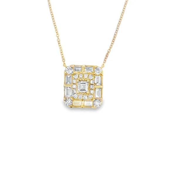 Square Diamond Pendant Necklace
