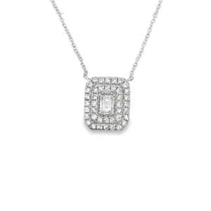 Emerald Halo Pendant Necklace