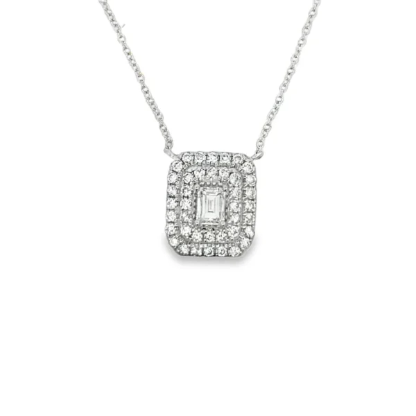 Emerald Halo Pendant Necklace