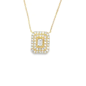 Emerald Halo Diamond Necklace