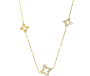 Floral Diamond Station Necklace