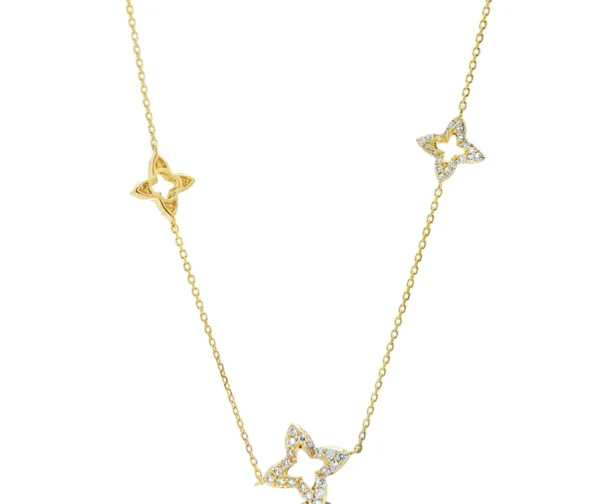 Floral Diamond Station Necklace