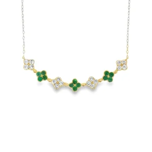 Emerald Clover Cluster Necklace