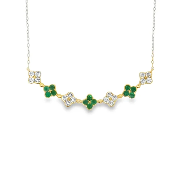 Emerald Clover Cluster Necklace