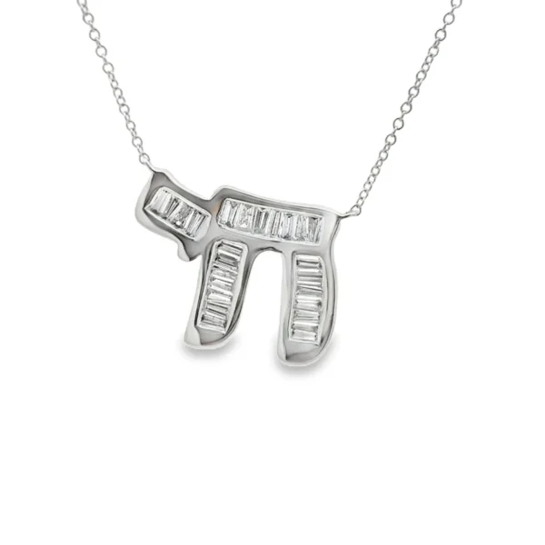 Baguette Diamond Chai Necklace