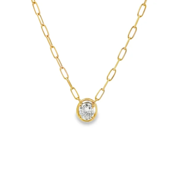 Oval Diamond Paperclip Necklace
