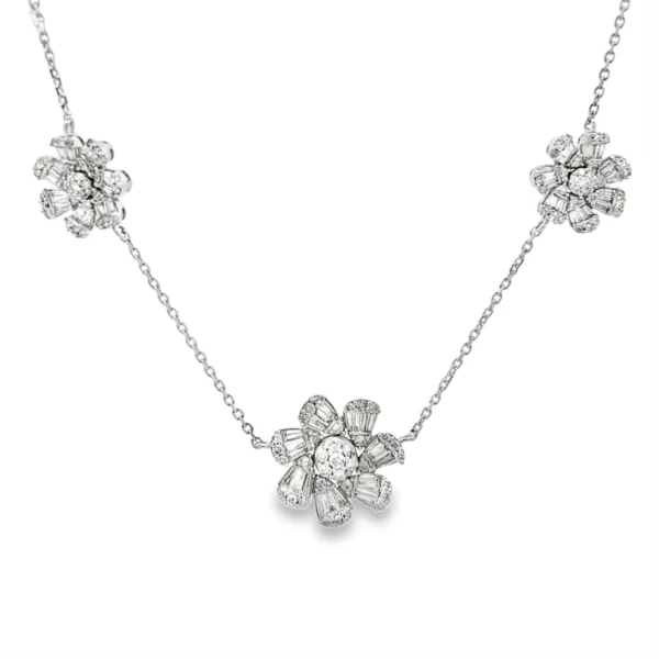 Floral Diamond Cluster Necklace