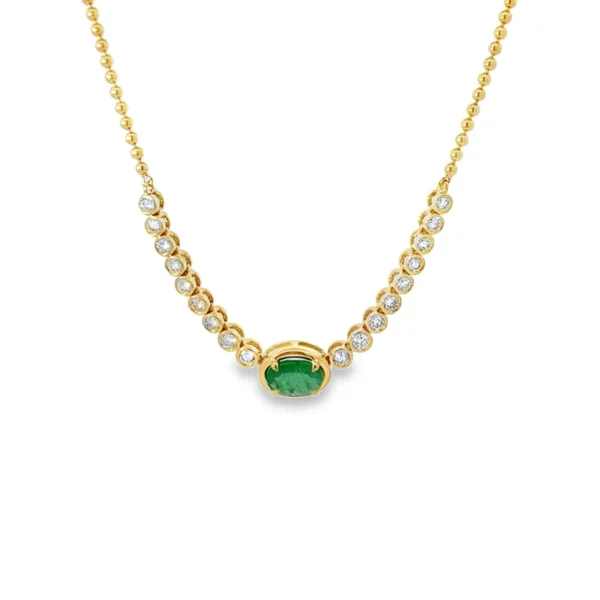 Oval Emerald Diamond Necklace