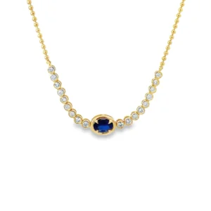 Sapphire Diamond Bezel Necklace