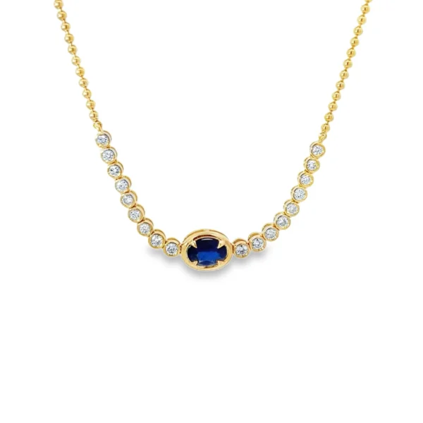 Sapphire Diamond Bezel Necklace