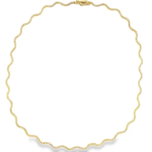 Wavy Diamond Tennis Necklace