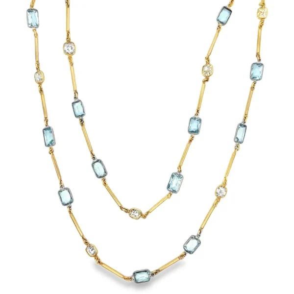 Aquamarine Diamond Station Necklace