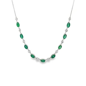 Emerald Diamond Station Necklace