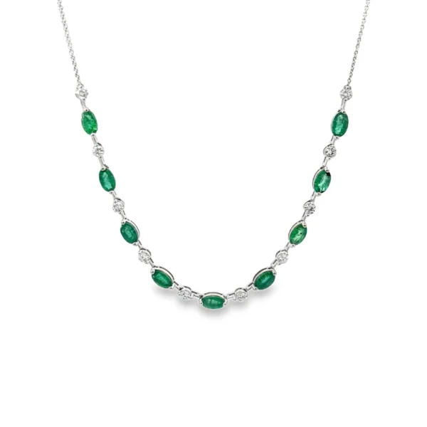 Emerald Diamond Station Necklace