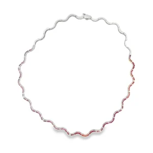 Wavy Gemstone Diamond Necklace