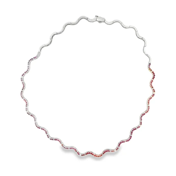 Wavy Gemstone Diamond Necklace