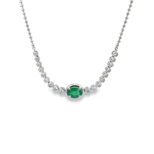 Emerald Diamond Station Necklace