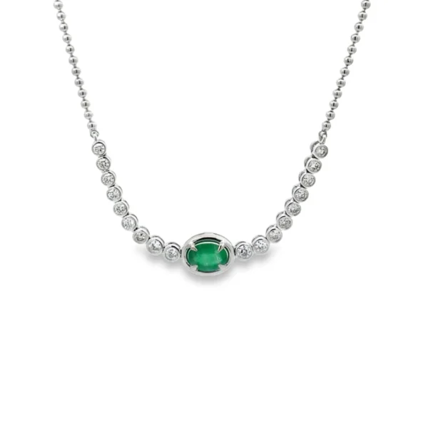 Emerald Diamond Station Necklace