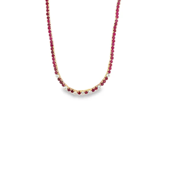Ruby Diamond Tennis Necklace
