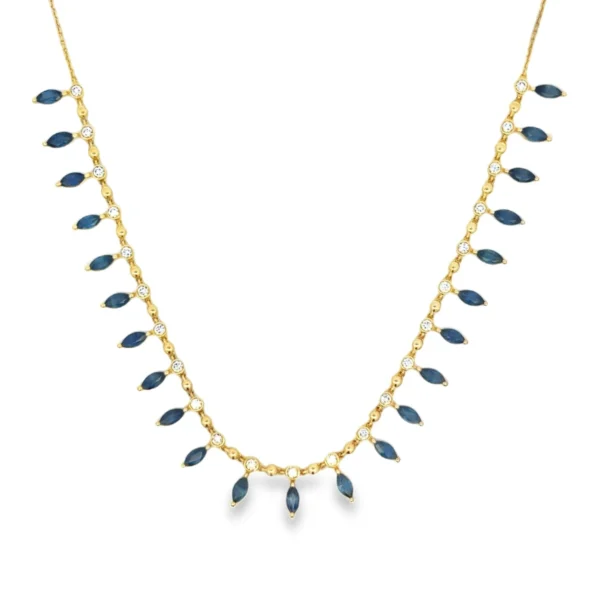 Marquise Gemstone Fringe Necklace
