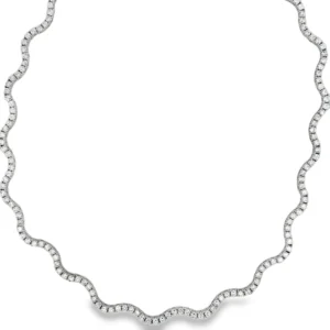 Wavy Diamond Tennis Necklace