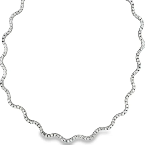 Wavy Diamond Tennis Necklace