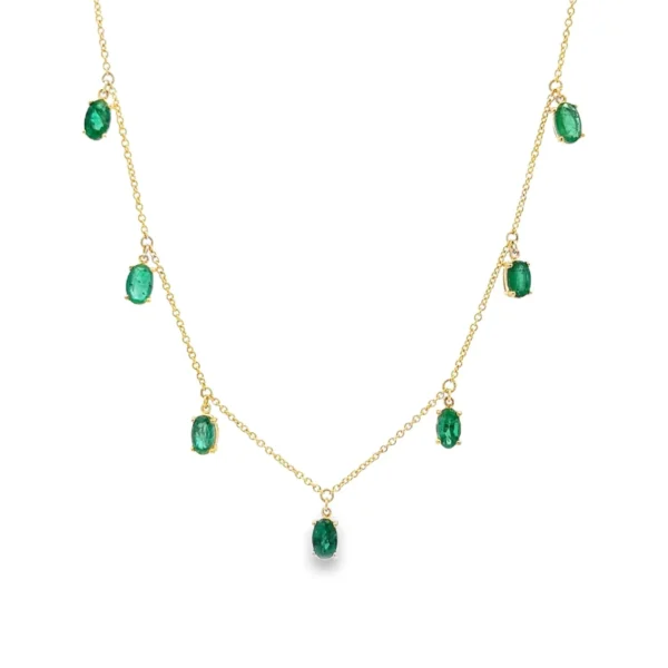 Oval Emerald Station Necklace