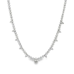 Diamond Cluster Tennis Necklace