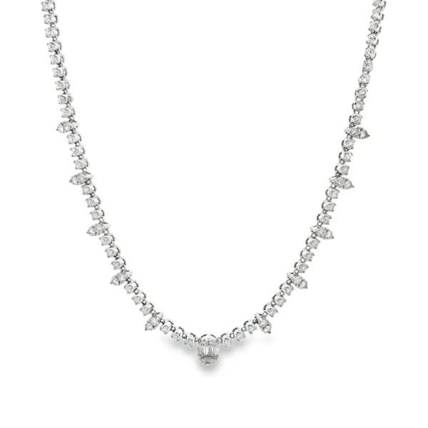 Diamond Cluster Tennis Necklace