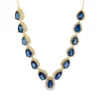 Pear Sapphire Halo Necklace