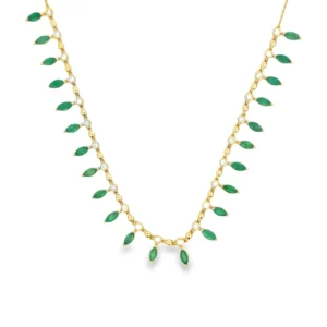 Emerald Fringe Gold Necklace