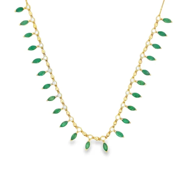 Emerald Fringe Gold Necklace