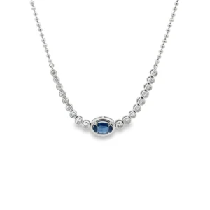 Sapphire Diamond Halo Necklace