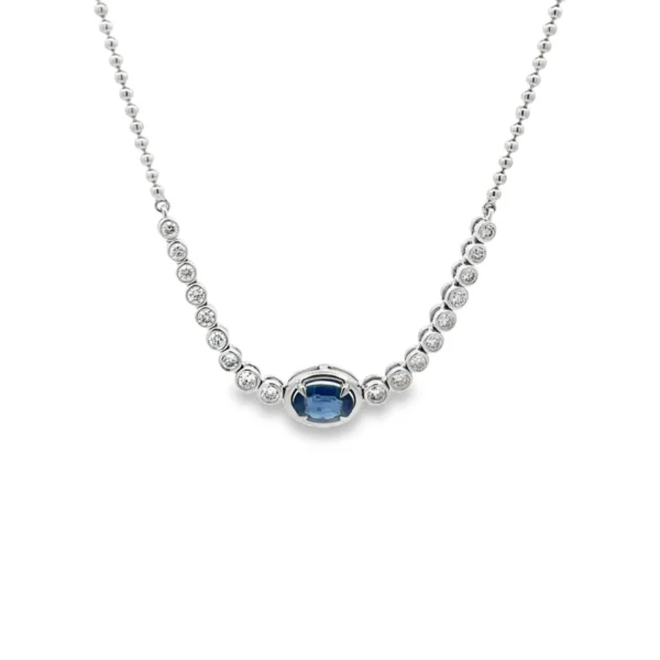 Sapphire Diamond Halo Necklace