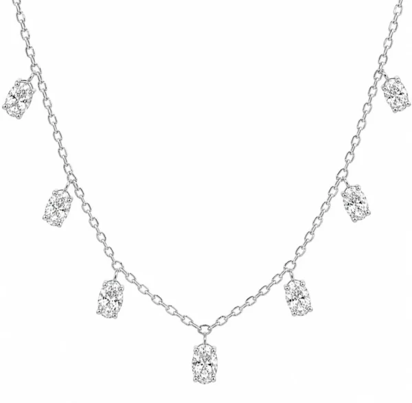 Oval Diamond Dangle Necklace