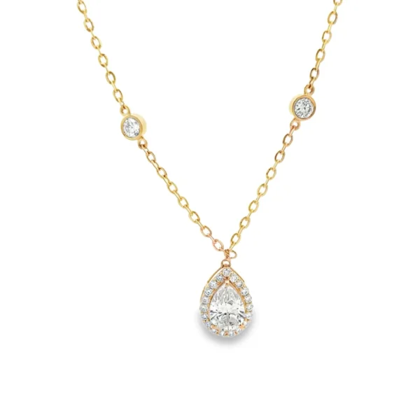 Pear Halo Pendant Necklace