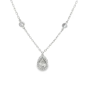 Pear Halo Pendant Necklace
