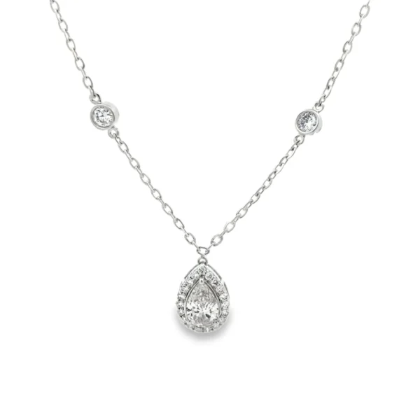 Pear Halo Pendant Necklace
