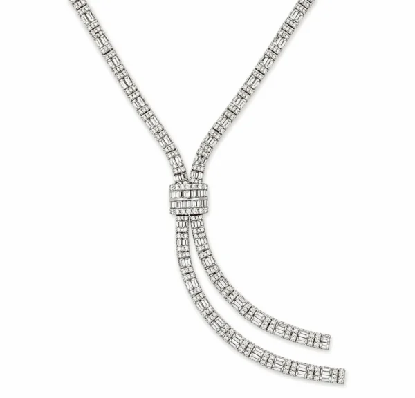 Baguette Diamond Lariat Necklace