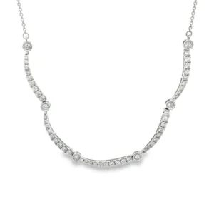 Curved Diamond Bar Necklace