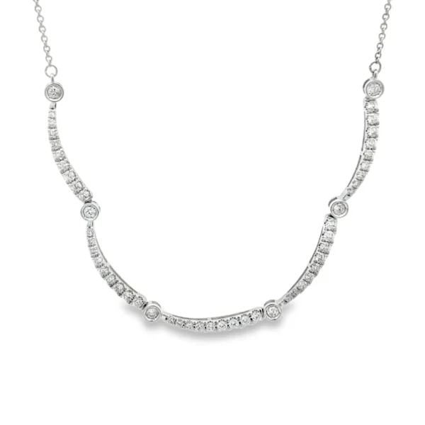 Curved Diamond Bar Necklace