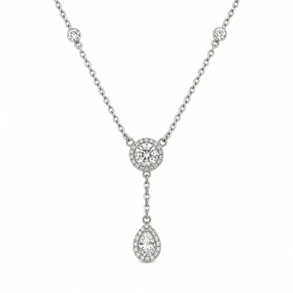 Pear Drop Halo Necklace