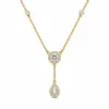Pear Halo Drop Necklace
