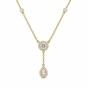 Pear Halo Drop Necklace