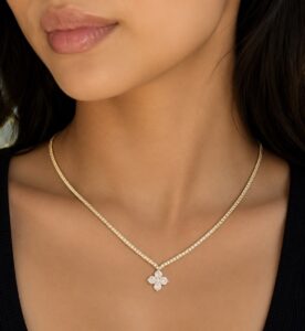 Floral Diamond Tennis Necklace