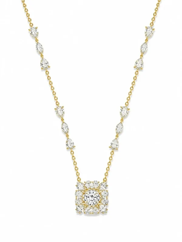 Halo Pendant Diamond Necklace