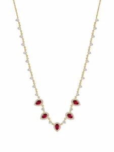 Pear Ruby Diamond Necklace