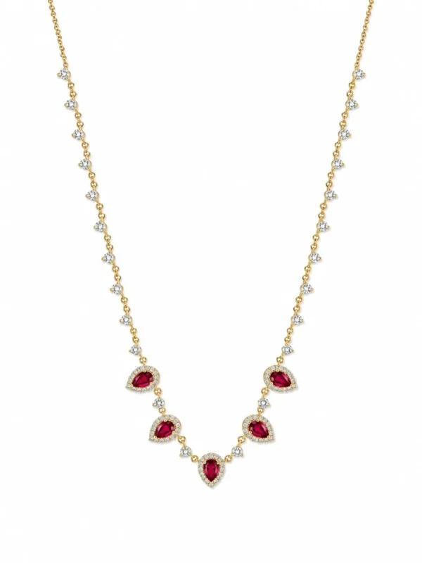 Pear Ruby Diamond Necklace